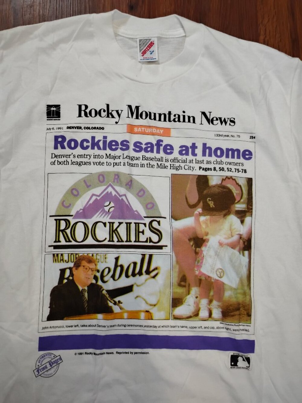 Deadstock Vintage Colorado Rockies Newspaper Inaugural T-Shirt